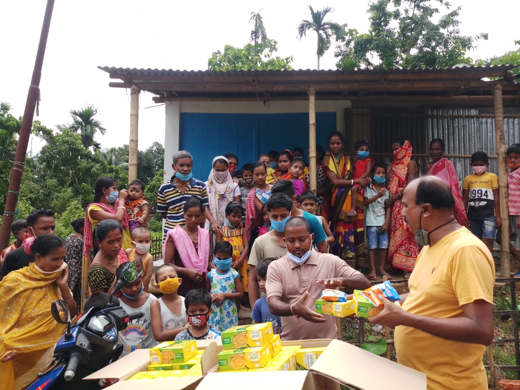 Distribution of Biscuits, Chips etc. at choto Dudhpatil