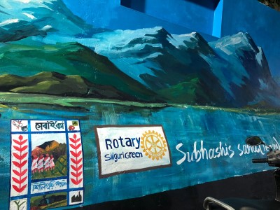 Riverfront Wall Painting with Rotary branding
