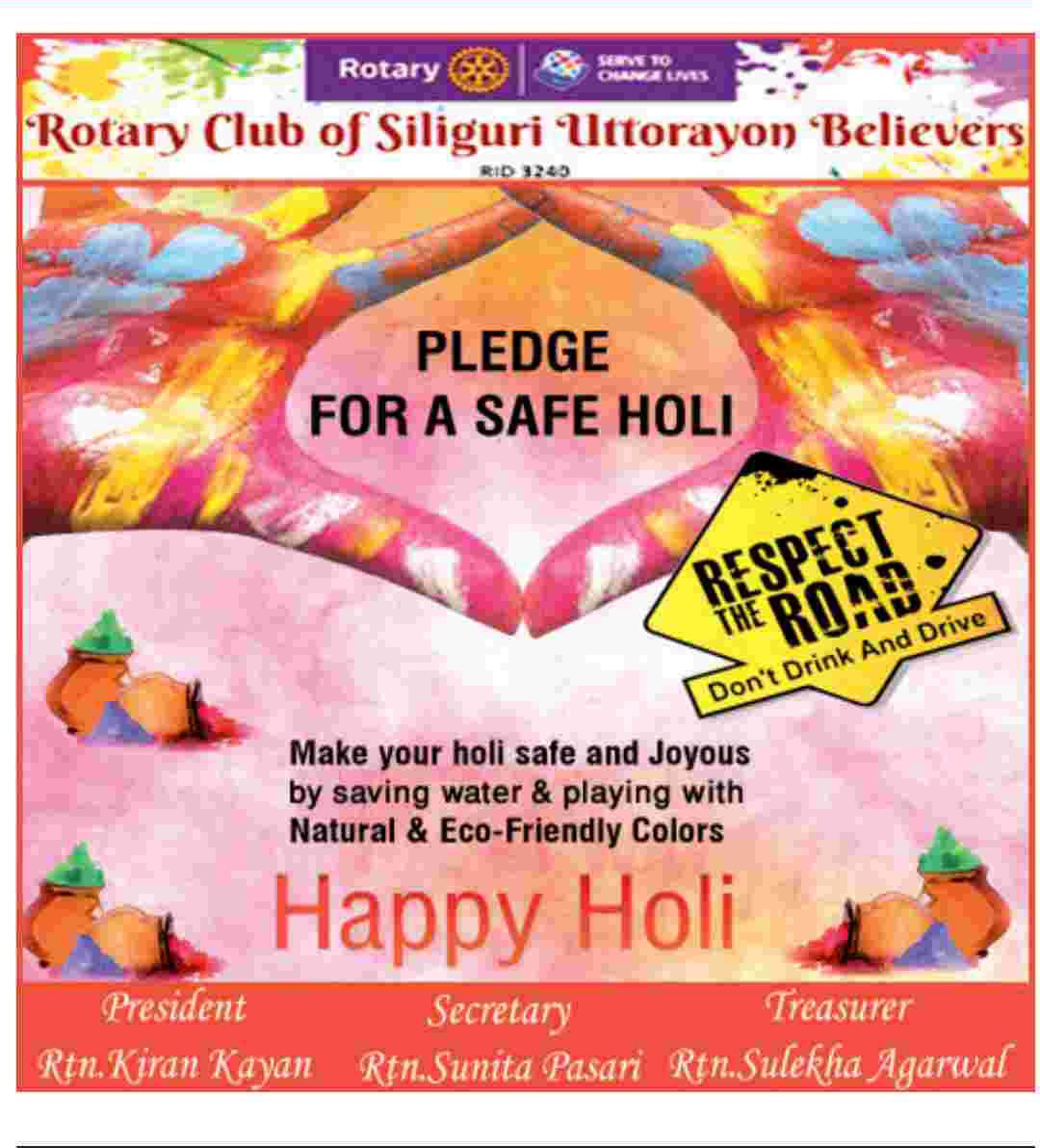 Awareness on safety in holi and save water