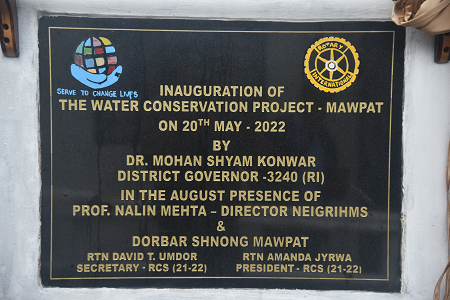 INAGURATION OF 10 UNITS WATER CONSERVATION PROJECT BY DG Dr, MOHAN SHYAM KONWAR ON 20.5.22 AT MAWPAT , SHILLONG