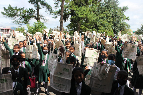 World Environment Day -Distribution of jute bags to students in Auxillium Girls Secondary School , Shillong on 1st June 2022