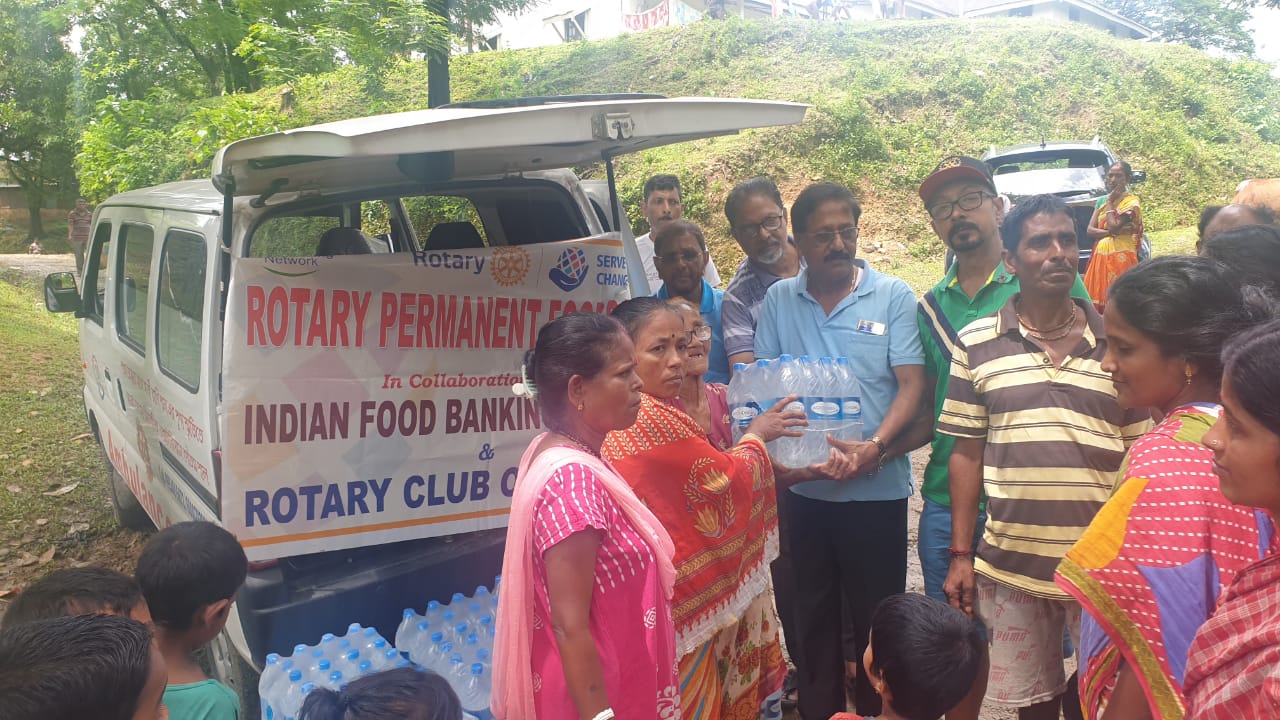 29th June, Distribution of water bottle to flood victims at Arunachal agriculture camp.