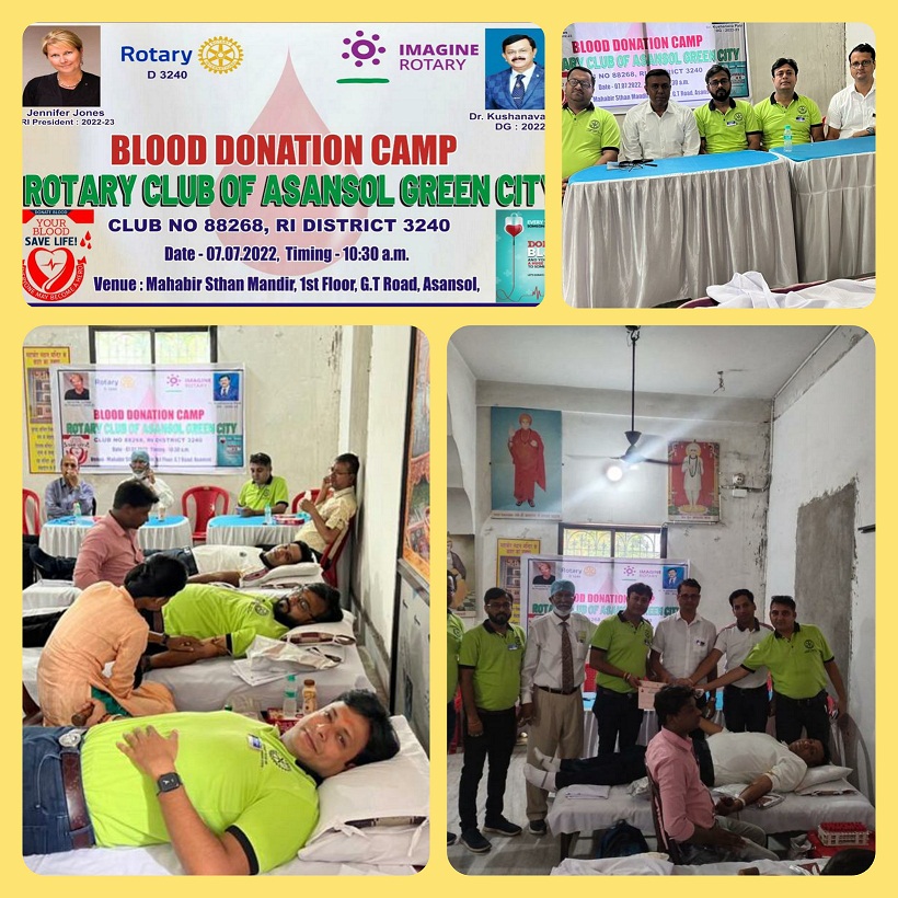 Organised a Blood donation camp on 7th July at Mahabir Sthan Mandir