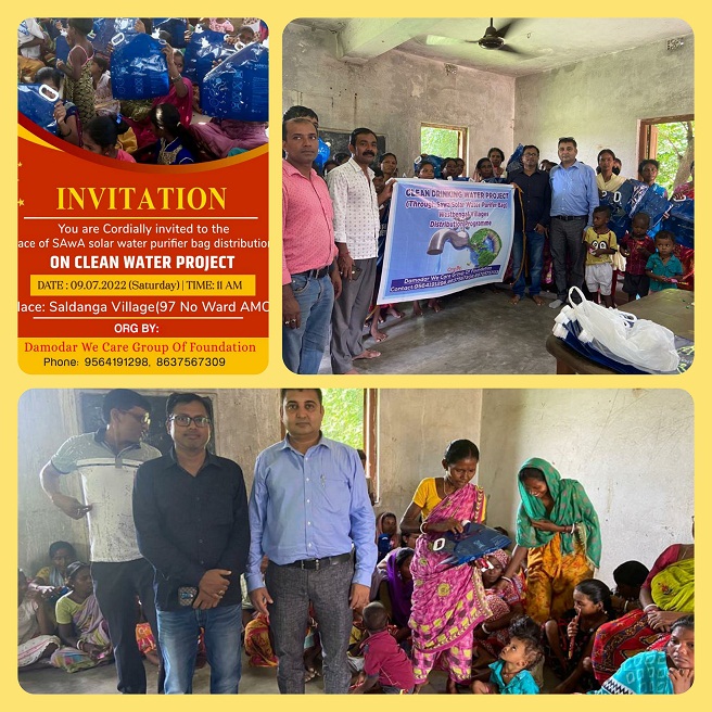 Distribution of Solar Water Purifier Bags to the needy on Clean drinking water Project