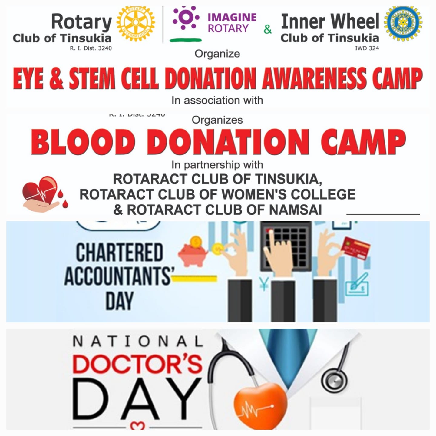 Felicitation of Doctors and charted accountants/ Blood Donation Camp/ Eye and Stem-cell Donation Awareness Camp.