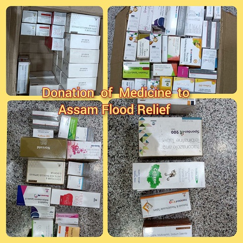 Relief materials (Medicines) for Flood affected areas in Assam.