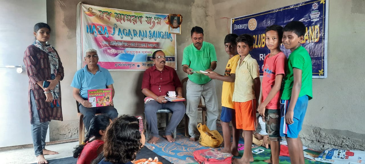 Distribution of Drawing book and pastel colour at Naba Jagaran Sangha 19.09.2022