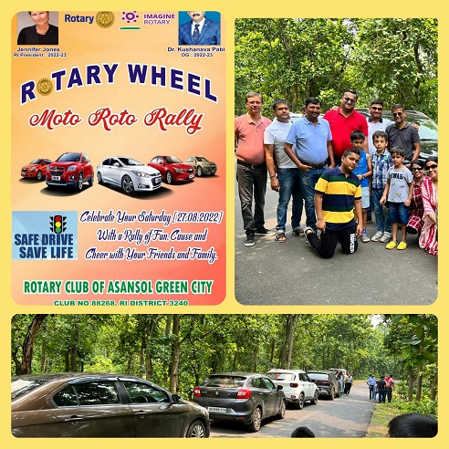 Organised a Car Rally from Asansol to Bolpur with Rotary family and Friends on the occasion of National Sports Day .