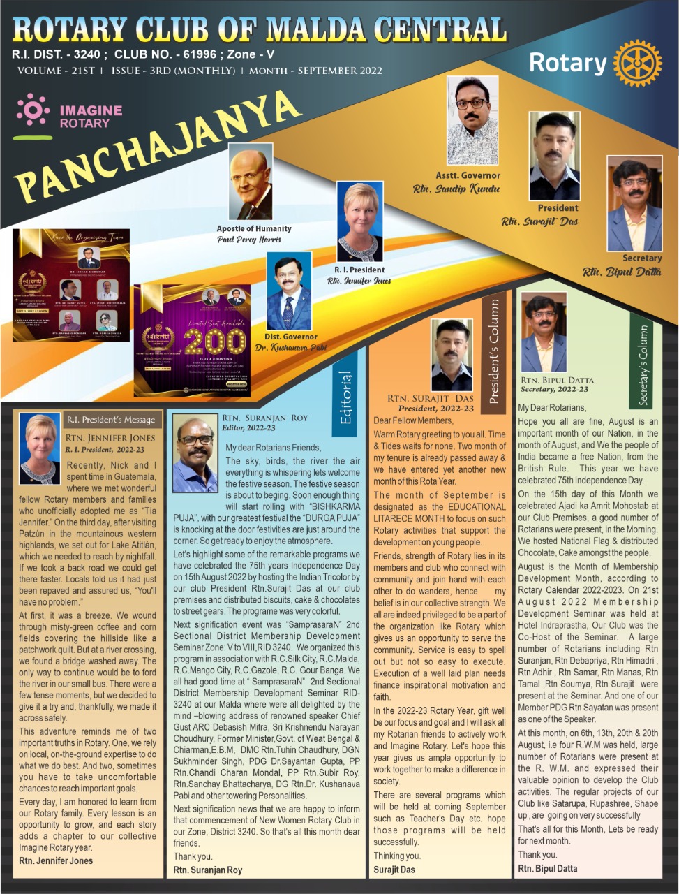 Club Magazine named” Panchajanya”-Sept-2022