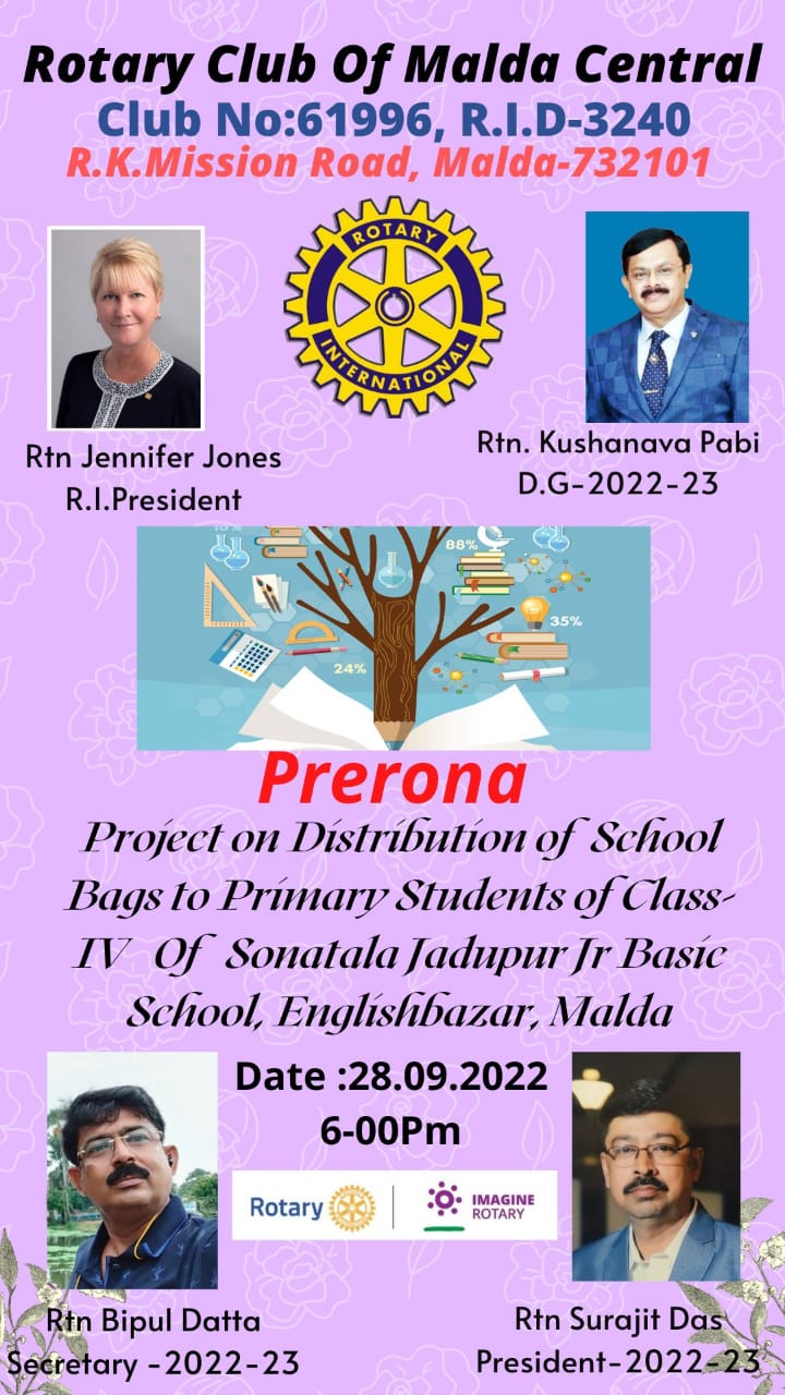 Distribution of School Bags amoung students of Primary School-Class-IV , Project-“PRERONA”
