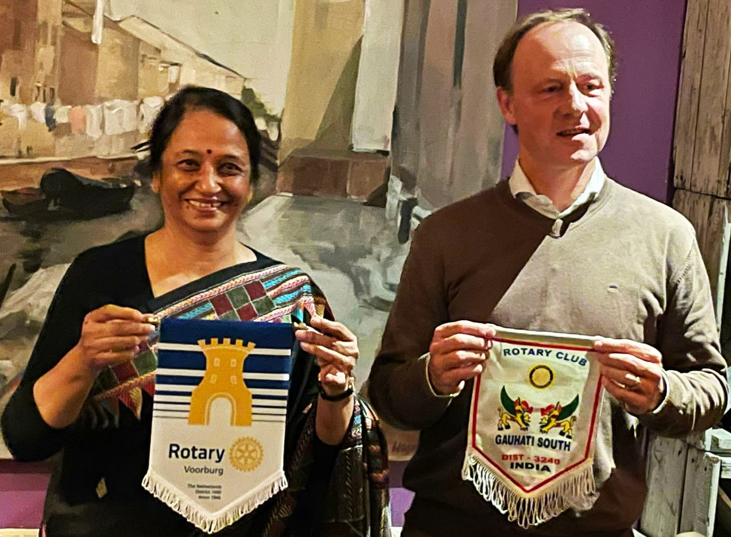 FLAG EXCHANGE PROGRAM WITH ROTARY CLUB OF HAGUE