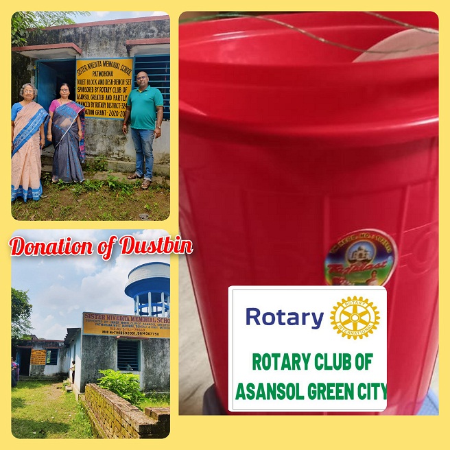 An Awareness Program,for keeping the surroundings clean, Donated Dustbin in a Primary School