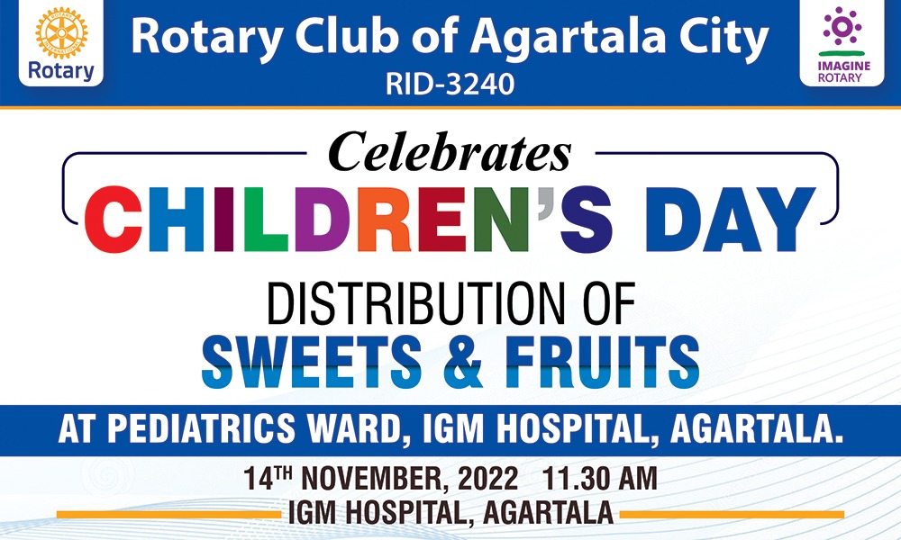 RCAC Distribution of fruits and sweets at Pediatric Ward, IGM Hospital, Agartala on 14th November, 2022 as part of Children’s Day Celebration’