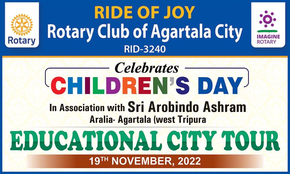 .RCAC ‘Ride of Joy’ as part of Children’s Day Celebration (Educational City Tour” on 19th Nov.2022 , in association with Sri Arobindo Asram Aralia, Agartala.