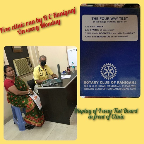 Free Medical Clinic on every Monday running by our Rtn Dr. A K. Das at our club premises.