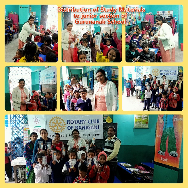 Distribution of Study Material to the students of Gurunanak School, Ranganj under Literacy Program.