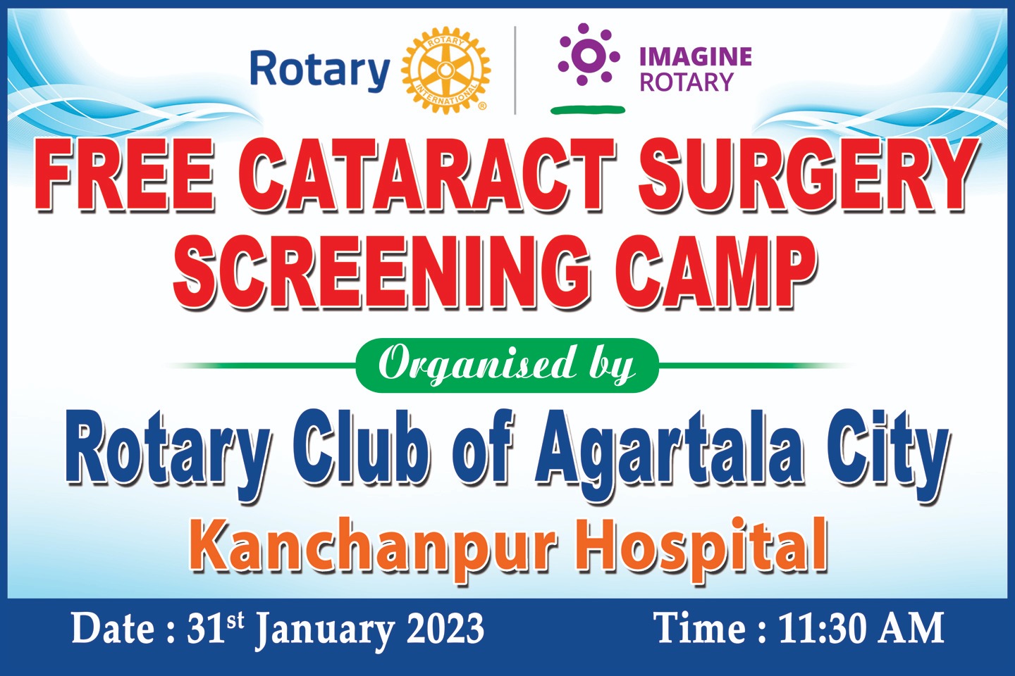 RCAC Free Cataract Screening Camp on 31.1.2023 at Kanchanpur Hospital, Tripura