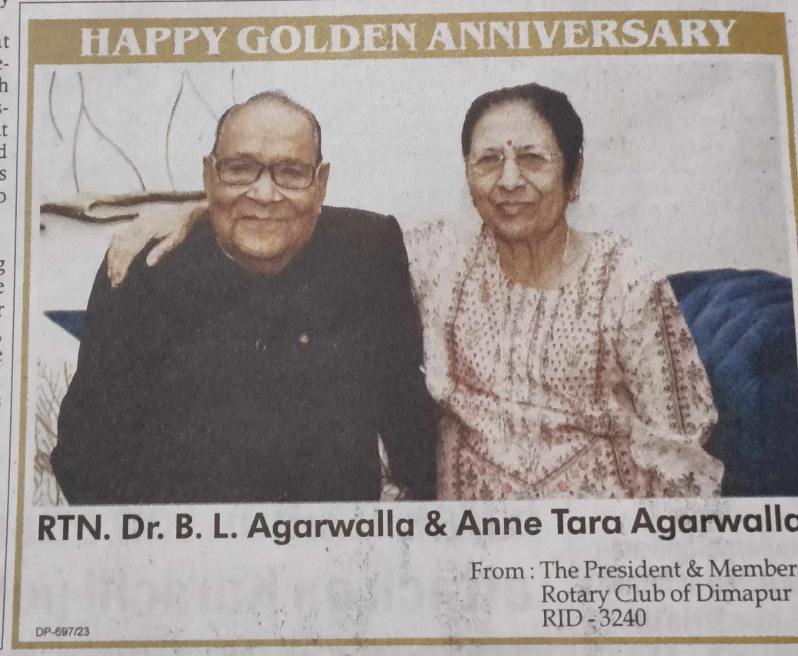Celebration of Golden Jubliee of Rtn Dr B L Agarwalla