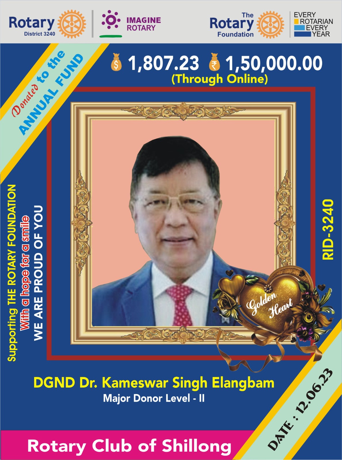 Annual Fund by DGND Rtn Dr. Kameswar Singh Elangbam
