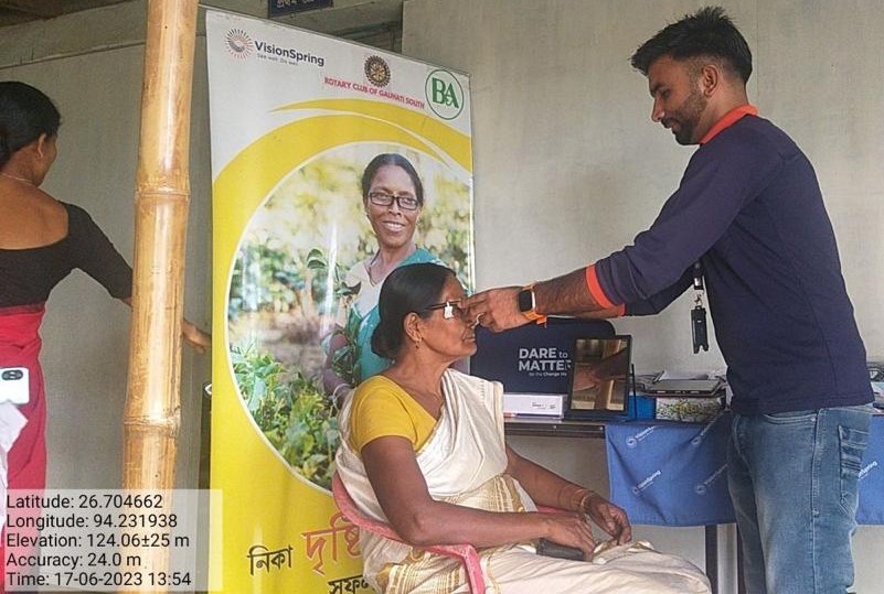 Free Eye Camp and distribution of Eye Glasses at nominal cost of Rs. 80/- per piece in collaboration with VISSION SPRING & B & A in Jorhat Tea Estates