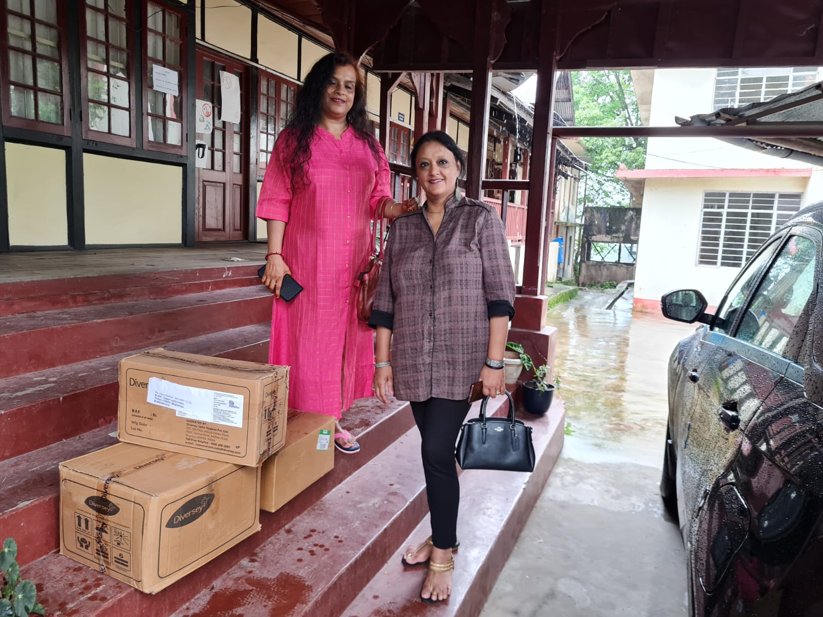 Sanitation materials delivered at Lady Keane School and Gorkha Patsala.